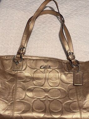 Coach Metallic Gold Signature Tote